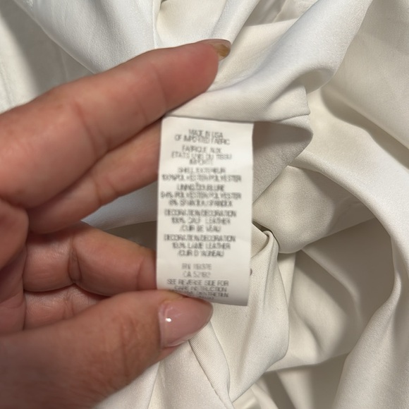 HELMUT LANG white lambskin leather trim asymmetric zip biker jacket US0 XS - Picture 6 of 7